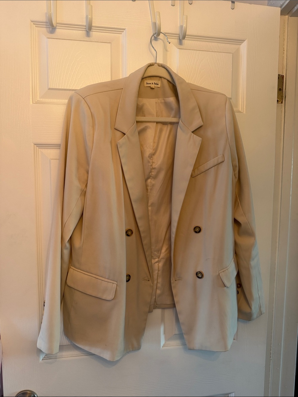 Women's Double-Breasted Cream Blazer